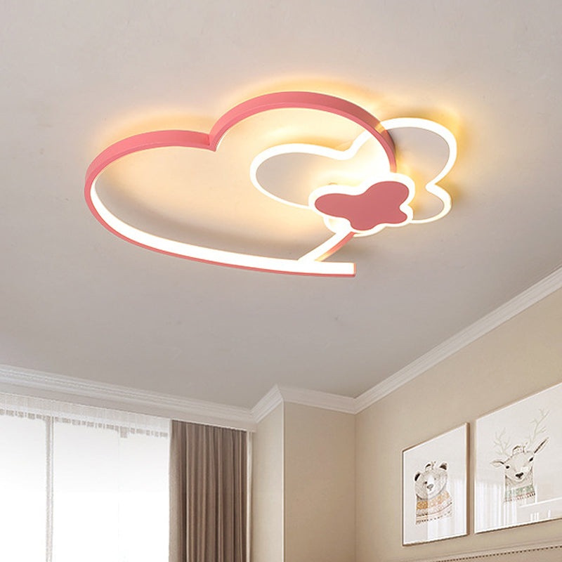 Loving Heart Frame Ceiling Flush Minimaliste Acrylique LED Rose Flushmount Éclairage Fixture pour la chambre