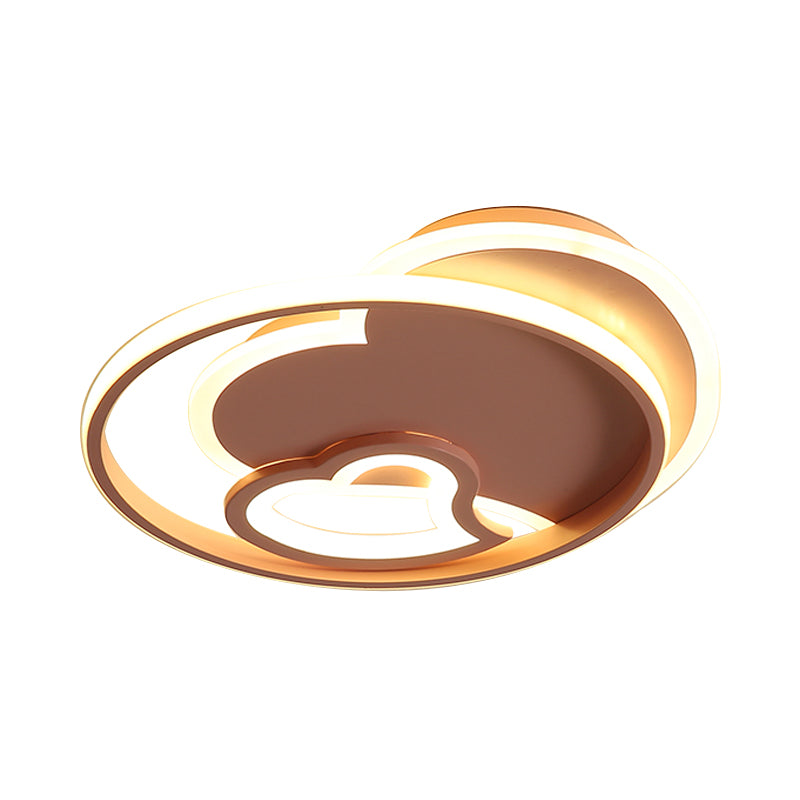 Acrylic Loving Heart Flushmount Lighting Modernist White/Black/Pink LED Ceiling Mounted Fixture for Bedroom