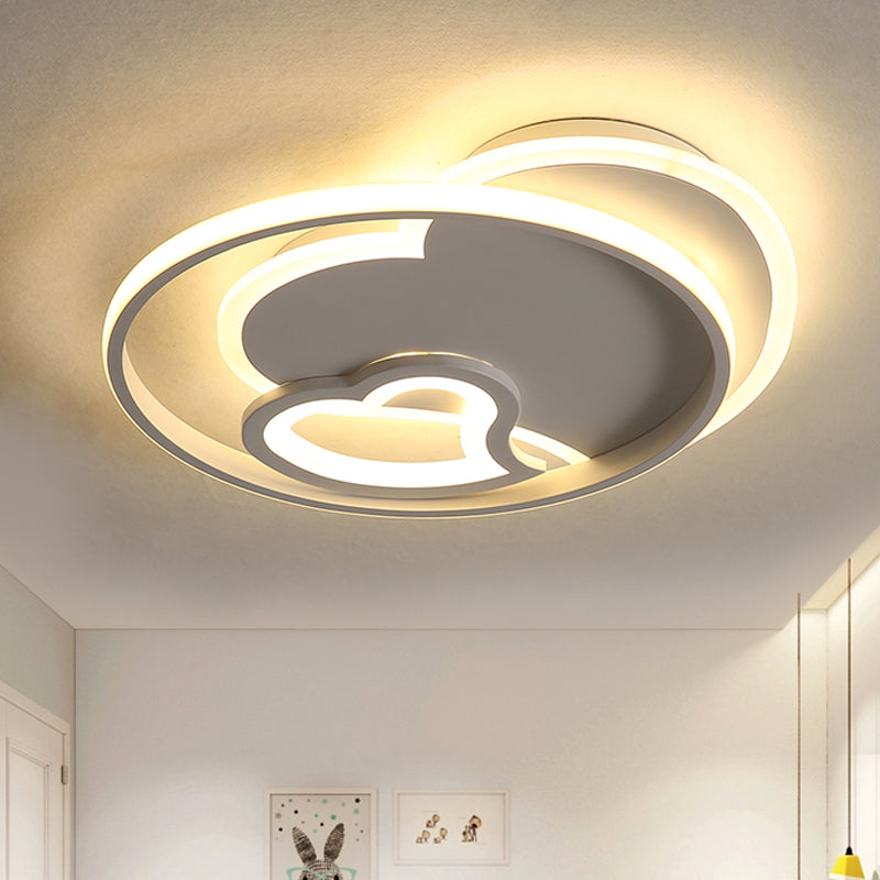 Acrylic Loving Heart Flushmount Lighting Modernist White/Black/Pink LED Ceiling Mounted Fixture for Bedroom