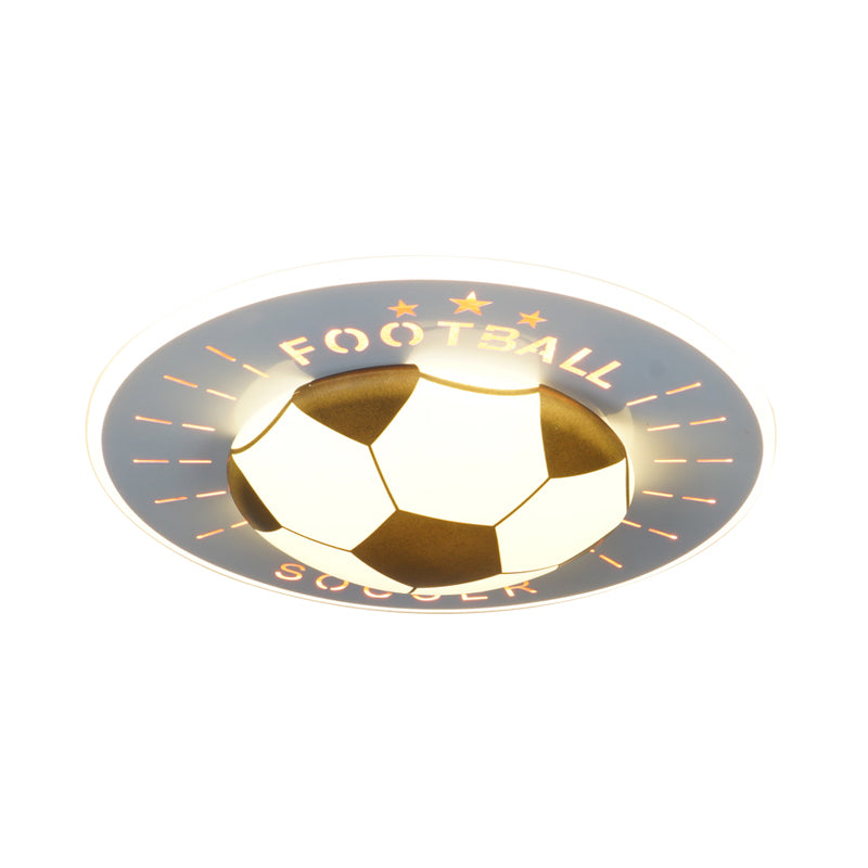 Contemporary Football Ceiling Flush Acrylic Bedroom LED Flush Mount Light Fixture in White/Blue