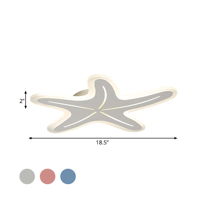 Modernist Ster Gevormde Flush Light Acryl Kleuterschool LED Plafond Flush Mount in Blauw/Roze/Wit