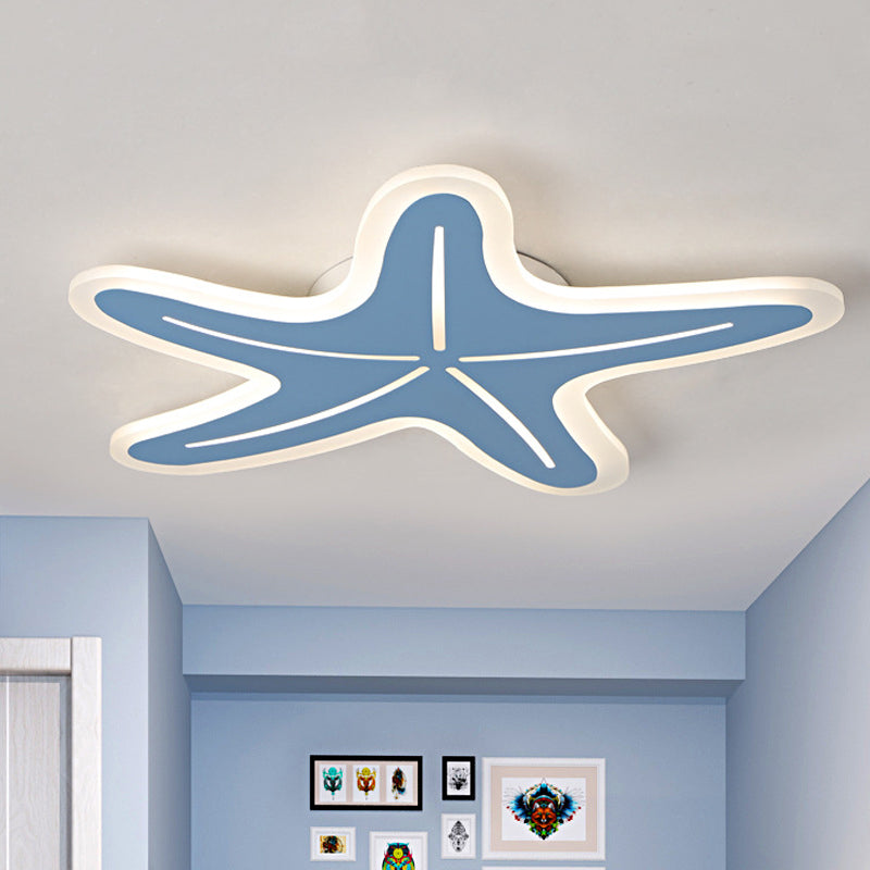 Modernist Ster Gevormde Flush Light Acryl Kleuterschool LED Plafond Flush Mount in Blauw/Roze/Wit