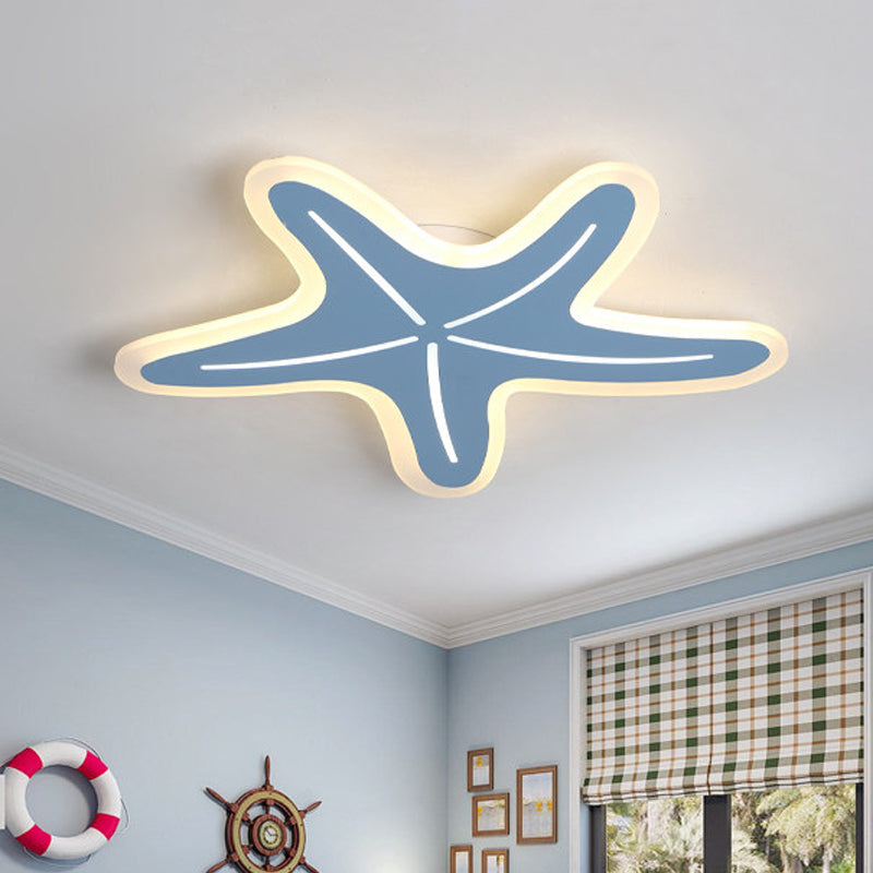 Modernist Ster Gevormde Flush Light Acryl Kleuterschool LED Plafond Flush Mount in Blauw/Roze/Wit