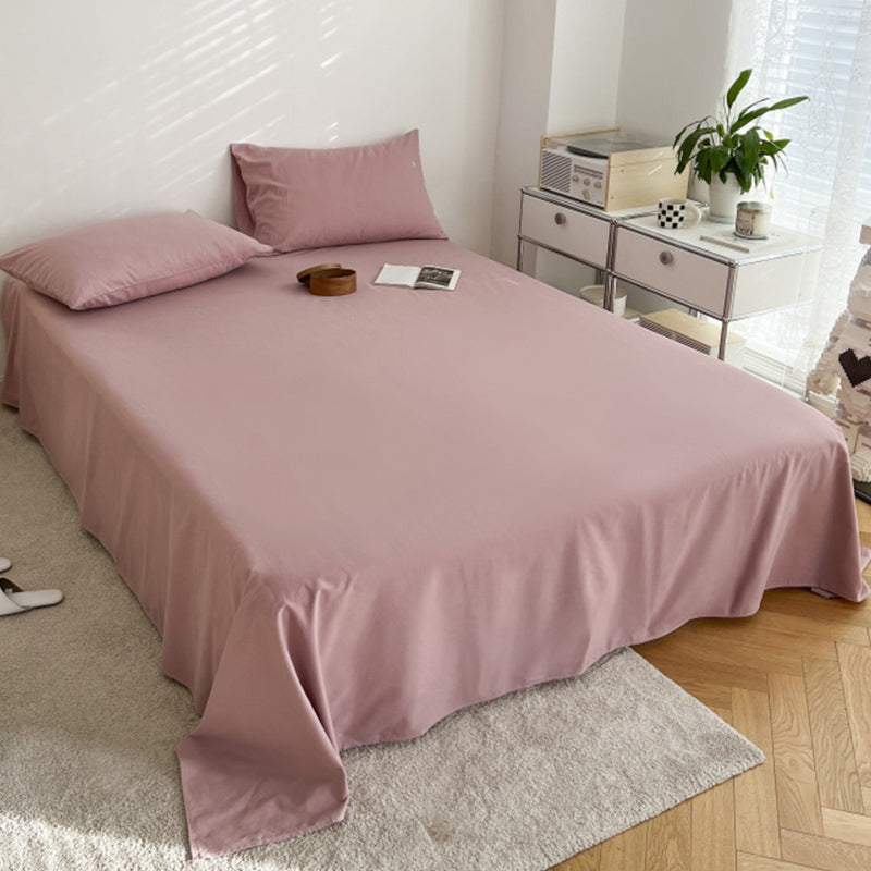 Sheet Set Cotton Solid Color Ultra Soft Breathable Wrinkle Resistant Bed Sheet Set