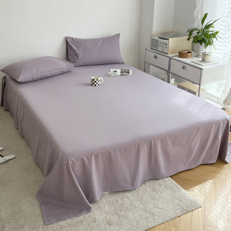 Sheet Set Cotton Solid Color Ultra Soft Breathable Wrinkle Resistant Bed Sheet Set
