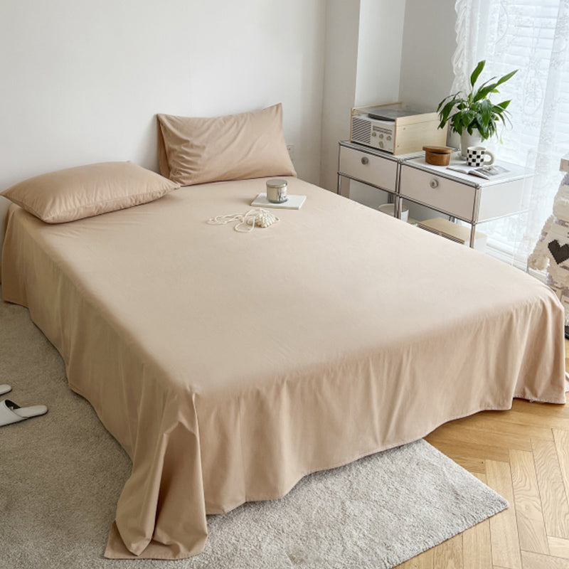 Sheet Set Cotton Solid Color Ultra Soft Breathable Wrinkle Resistant Bed Sheet Set