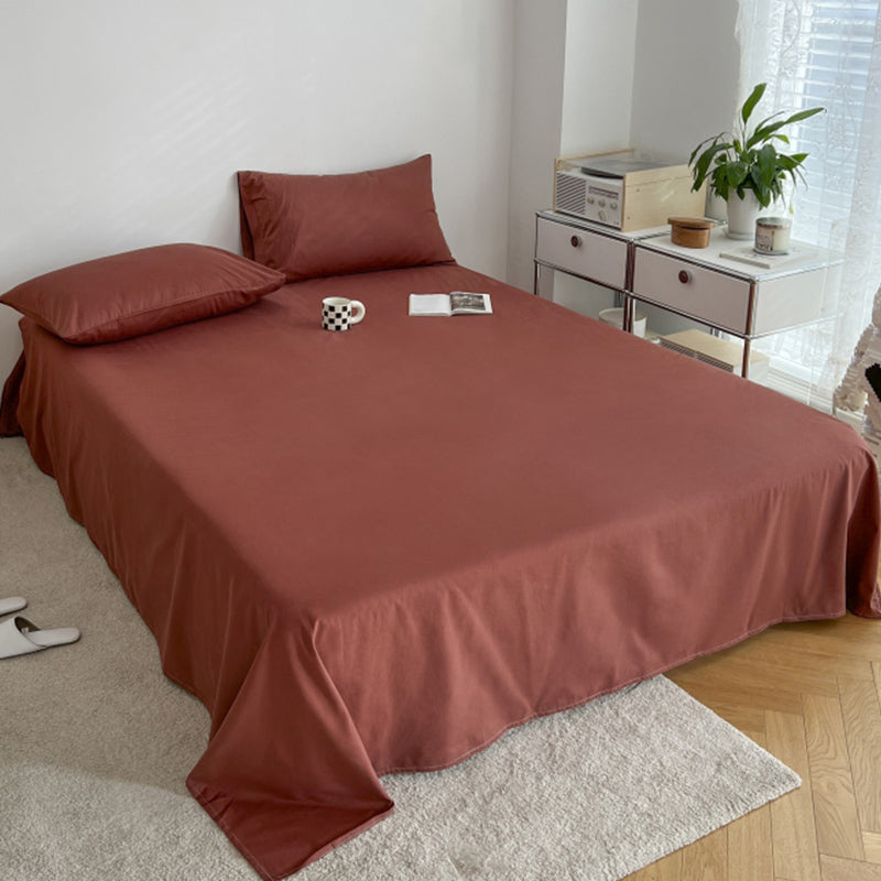 Sheet Set Cotton Solid Color Ultra Soft Breathable Wrinkle Resistant Bed Sheet Set