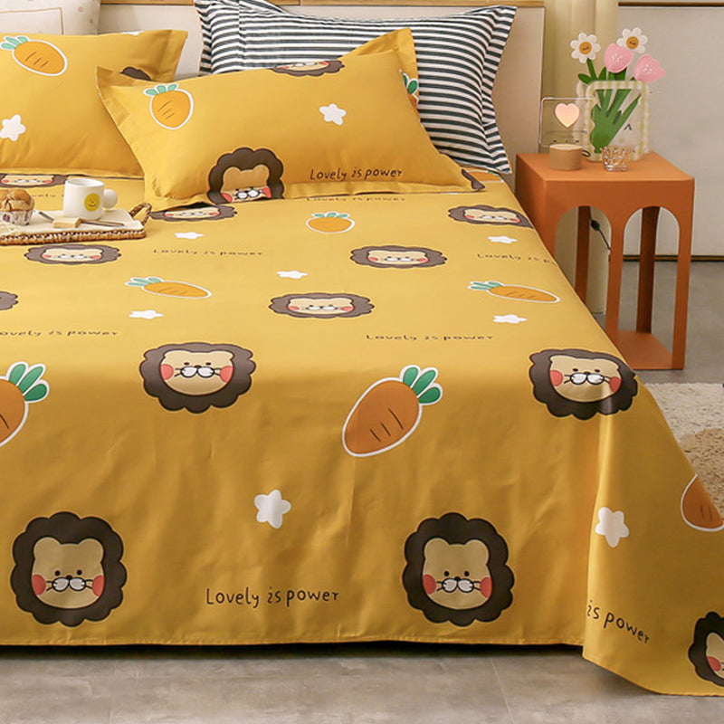 Sheet Sets Cotton Cartoon Printed Breathable Wrinkle Resistant Ultra Soft Bed Sheet Set
