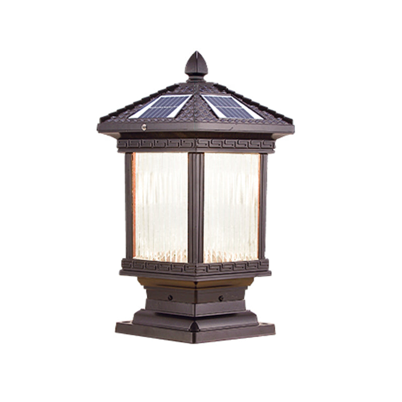 Contemporary Pillar Lighting Fixture Creative LED Solar Lamp for Garden