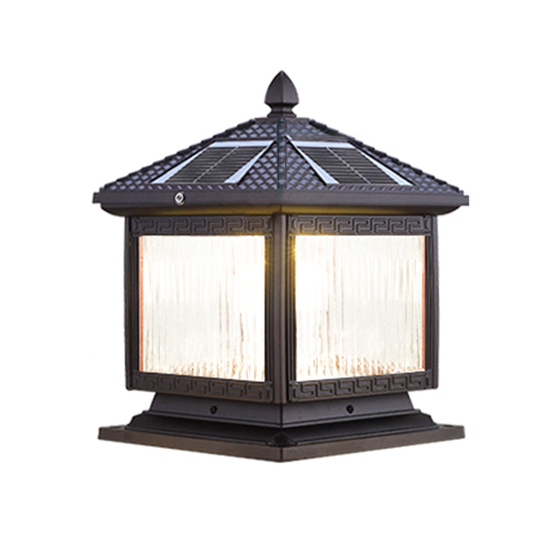 Contemporary Pillar Lighting Fixture Creative LED Solar Lamp for Garden