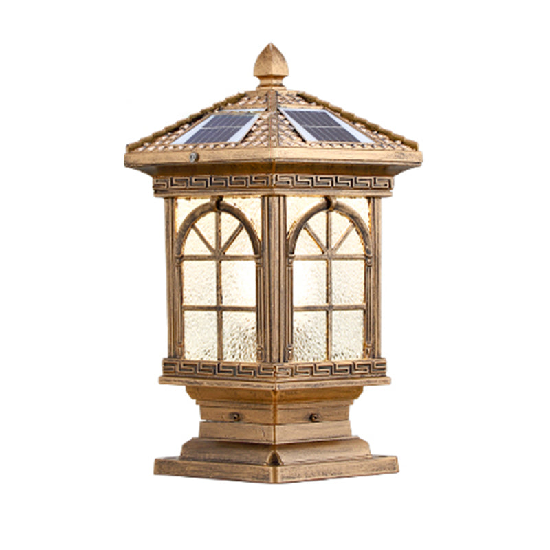 Contemporary Pillar Lighting Fixture Creative LED Solar Lamp for Garden