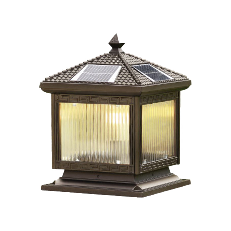 Contemporary Pillar Lighting Fixture Creative LED Solar Lamp for Garden