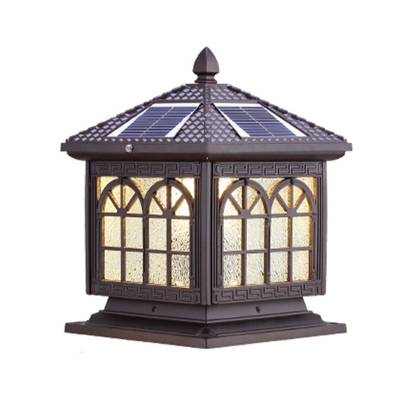 Contemporary Pillar Lighting Fixture Creative LED Solar Lamp for Garden