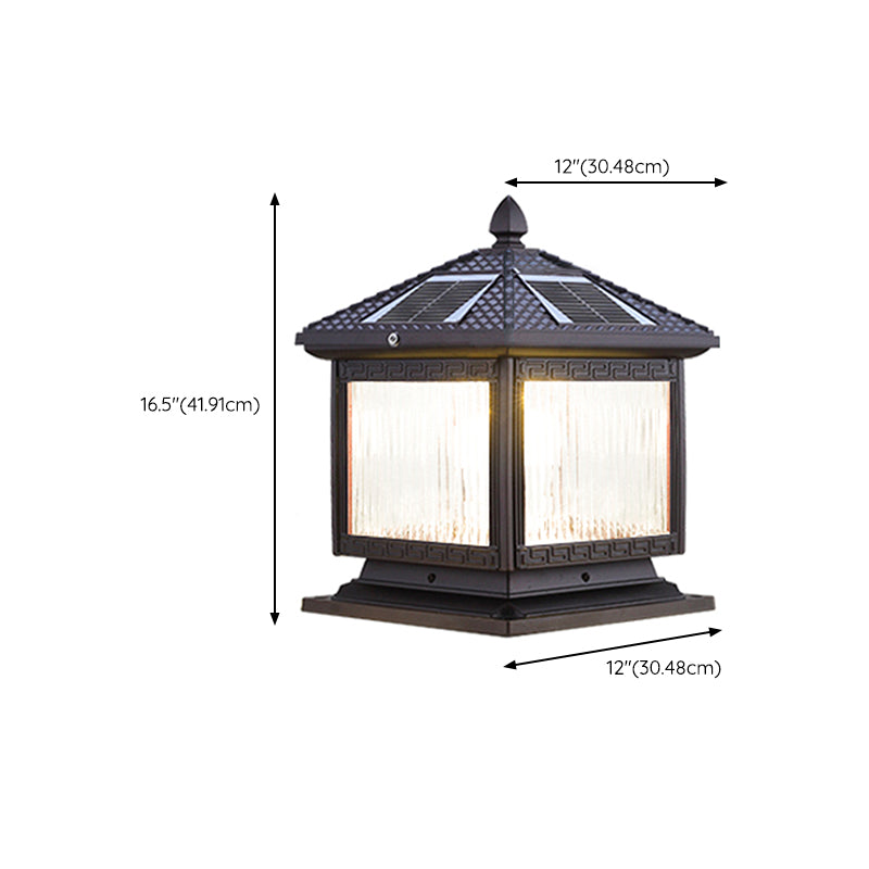 Contemporary Pillar Lighting Fixture Creative LED Solar Lamp for Garden