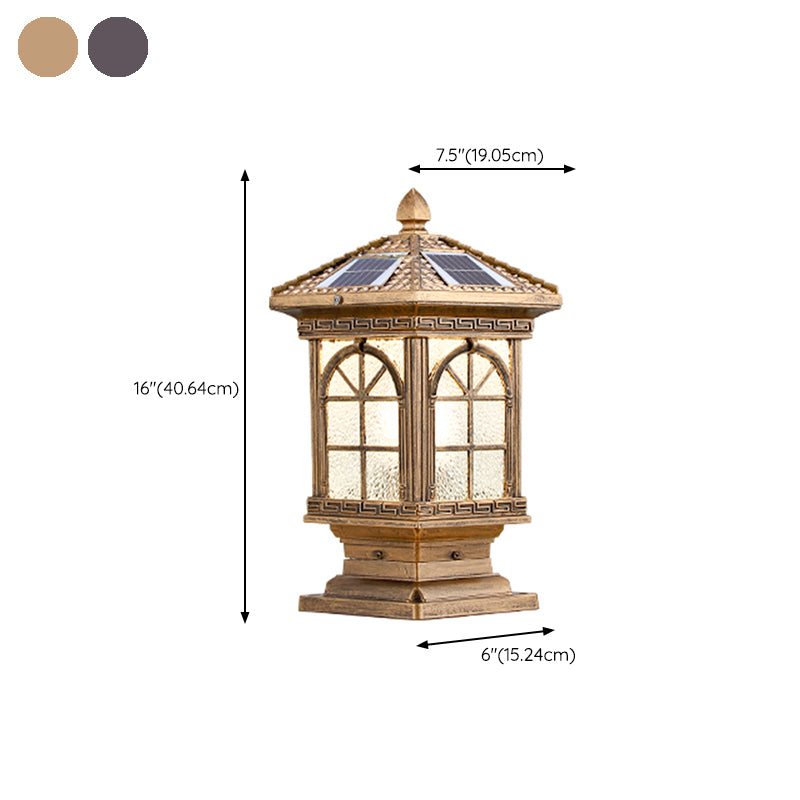 Contemporary Pillar Lighting Fixture Creative LED Solar Lamp for Garden