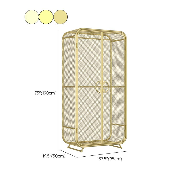 Bedroom Metal Wardrobe Industrial Style Rectangular Wardrobe Closet