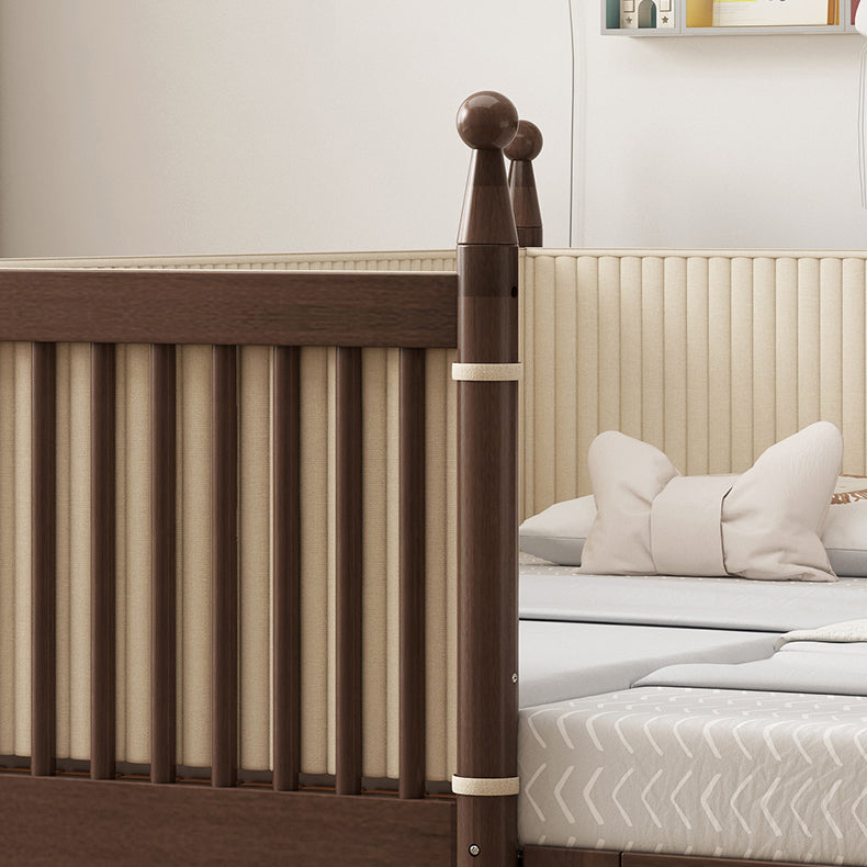Solid Wood Washed Natural Nursery Bed Traditional with Guardrail