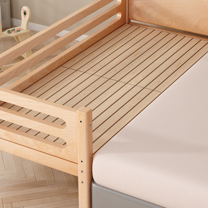 Luxurious Style Solid Wood Nursery Bed in Nature with Guardrail