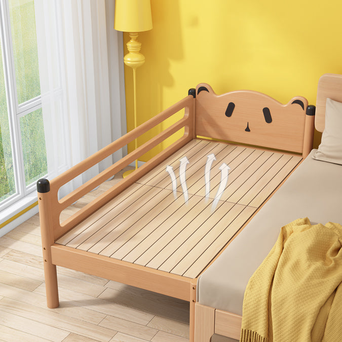 Glam Style Solid Wood Nursery Bed in Nature with Safety Guardrail