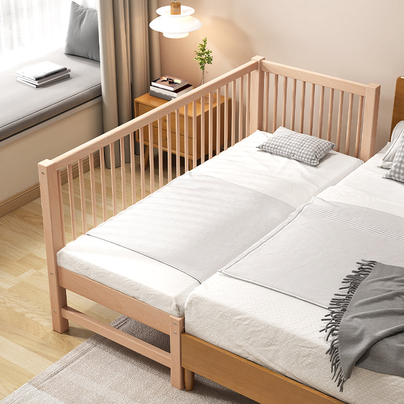 Solid Wood Baby Crib Traditional Beech Nursery Crib with Guardrails