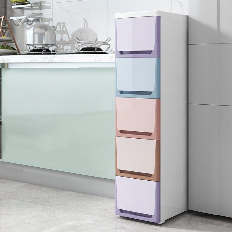 5 Drawers Vertical Kids Nightstand Nordic Plastic Nursery Dresser for Bedroom