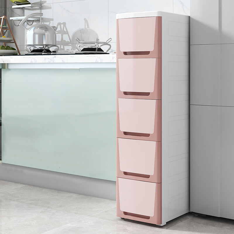 5 Drawers Vertical Kids Nightstand Nordic Plastic Nursery Dresser for Bedroom