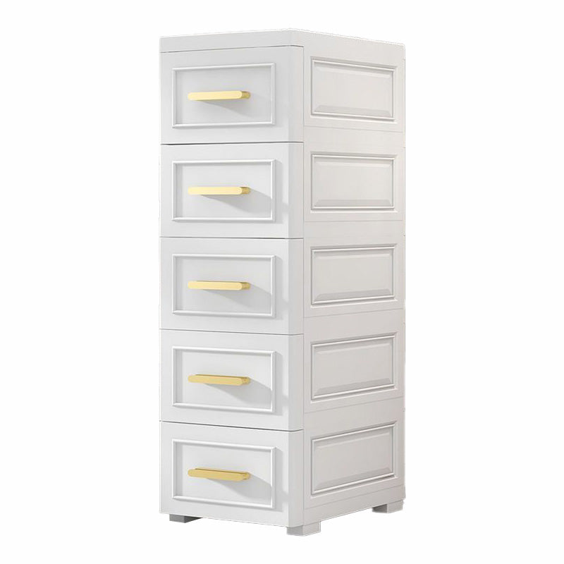 Modern Plastic Vertical Kids Nightstand with 5 Drawers for Home