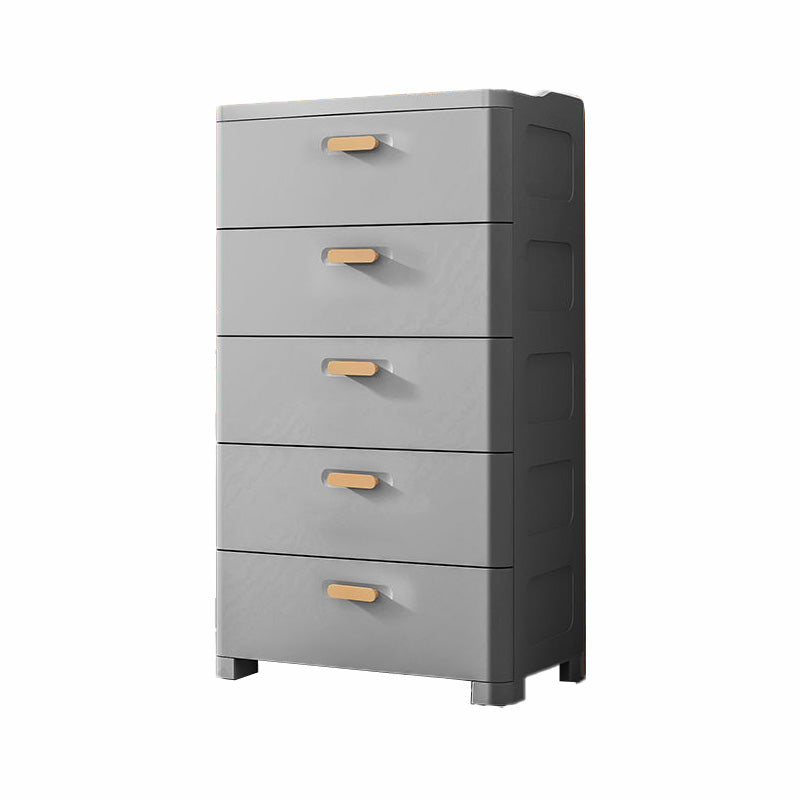 Modern Plastic Vertical Kids Nightstand with 5 Drawers for Home