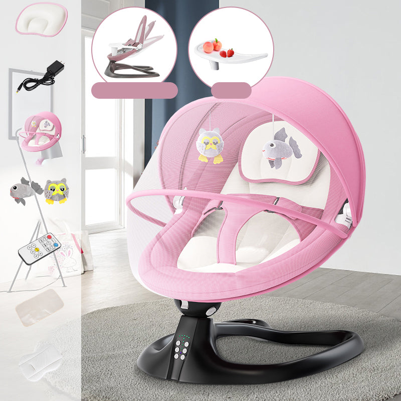 Rocking Electric Oval Modern Bassinet Metal Height Adjustable with Pillow
