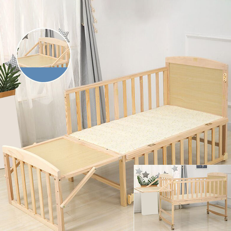 Wood Rocking Baby Crib Cradle Rectangle with 4 Wheels Cradle
