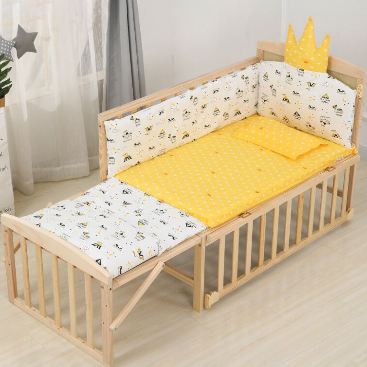 Wood Rocking Baby Crib Cradle Rectangle with 4 Wheels Cradle