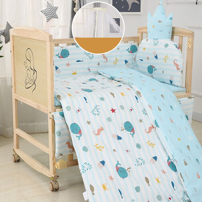 Wood Rocking Baby Crib Cradle Rectangle with 4 Wheels Cradle