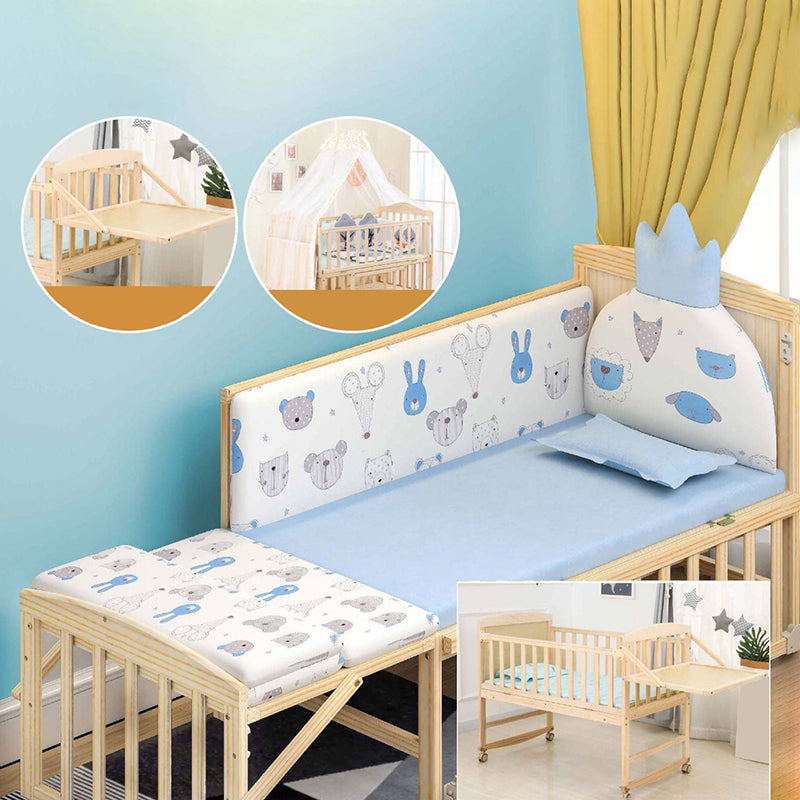 Wood Rocking Baby Crib Cradle Rectangle with 4 Wheels Cradle