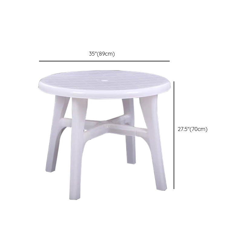 Modern UV Resistant Dining Table Outdoor Plastic Patio Table with Umbrella Hole