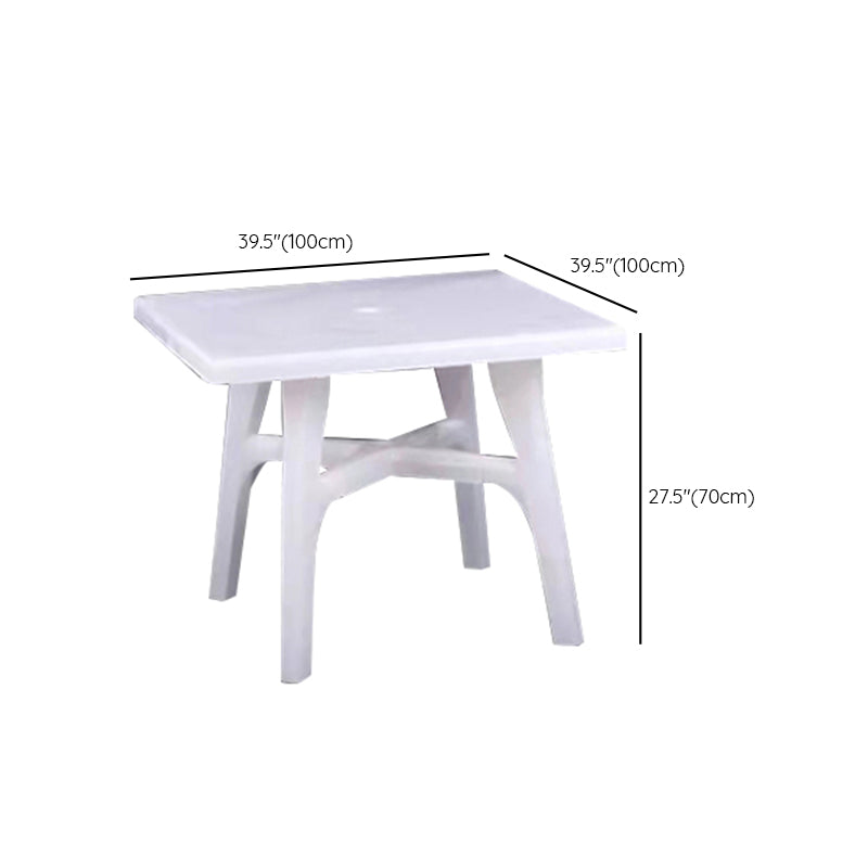 Modern UV Resistant Dining Table Outdoor Plastic Patio Table with Umbrella Hole