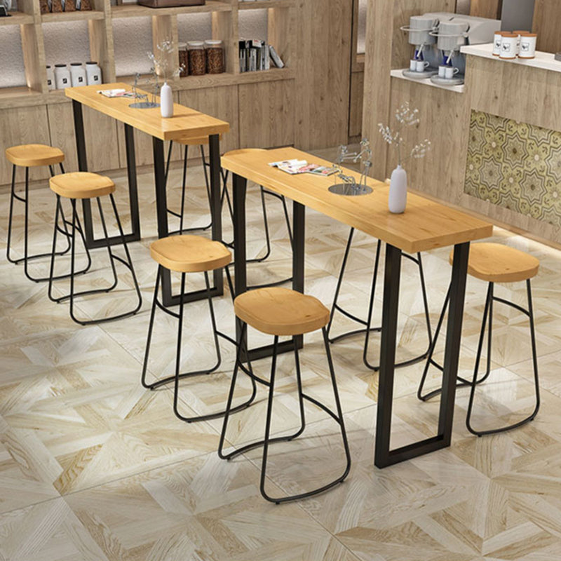 Modern 1/2/4/7 Pcs Bar Table Set Wood Rectangular Bar Set in Natural