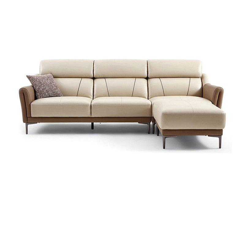 37.8"W Genuine Leather Square Arm Sectionals Sofa, Modern Chesterfield Sectionals