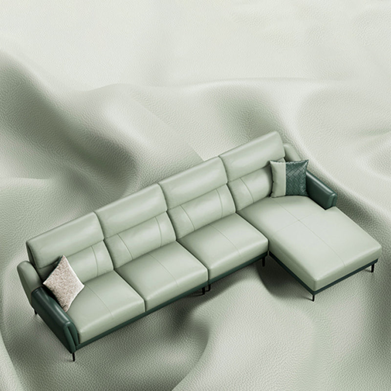 37.8"W Genuine Leather Square Arm Sectionals Sofa, Modern Chesterfield Sectionals