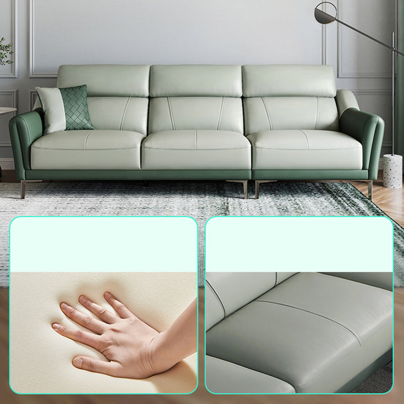 37.8"W Genuine Leather Square Arm Sectionals Sofa, Modern Chesterfield Sectionals