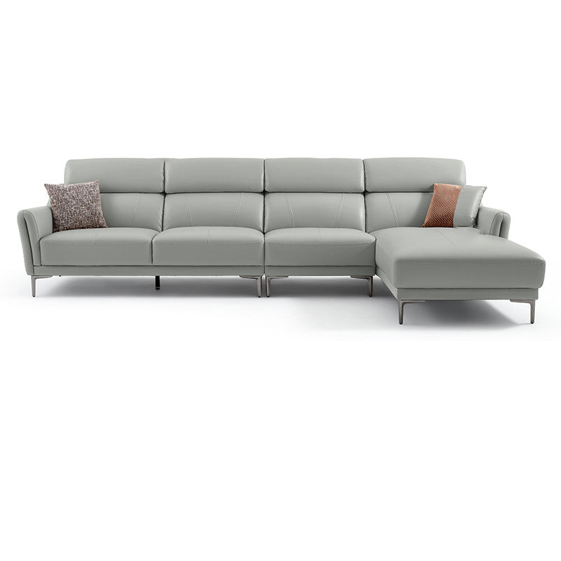 37.8"W Genuine Leather Square Arm Sectionals Sofa, Modern Chesterfield Sectionals
