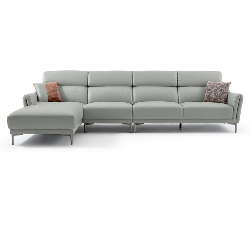 37.8"W Genuine Leather Square Arm Sectionals Sofa, Modern Chesterfield Sectionals
