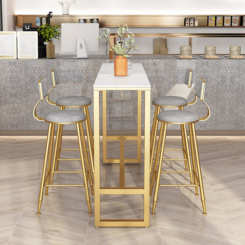 Glam Rectangle Bar Table Set 1/5 Pcs Metal Frame Bar Table with Upholstered Stools