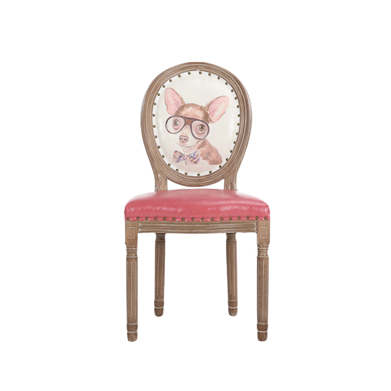 French Country Upholstered Armless Chair Home Solid Wood Dining Chair