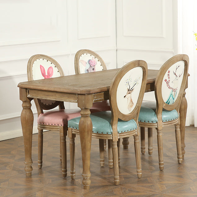 French Country Upholstered Armless Chair Home Solid Wood Dining Chair