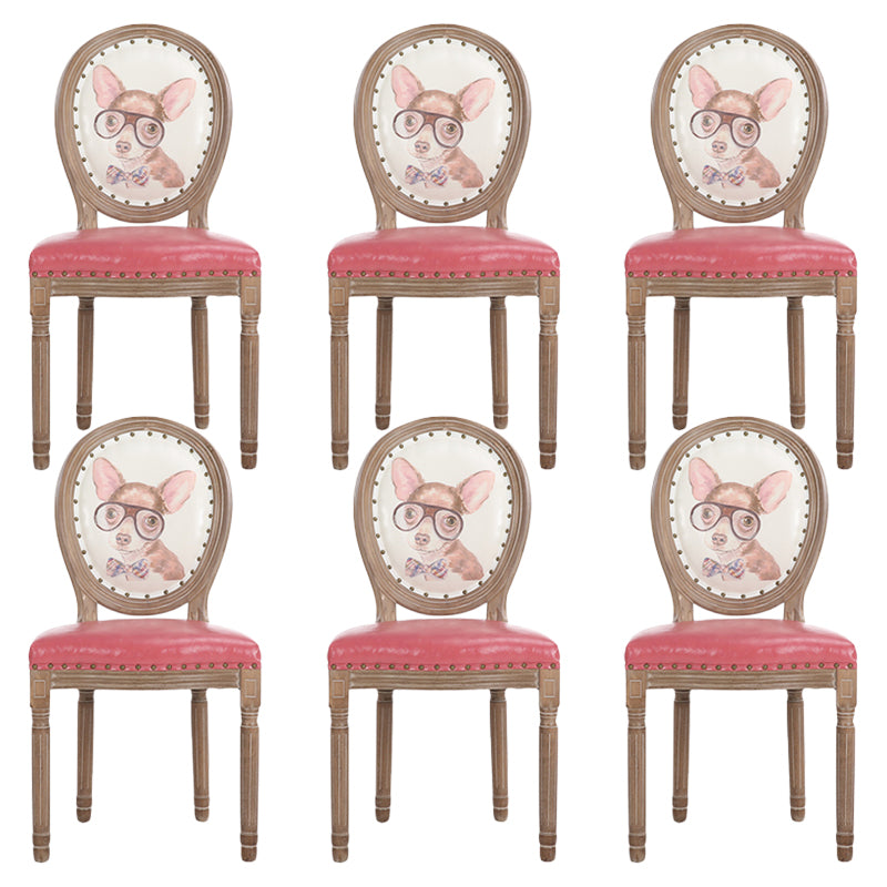 French Country Upholstered Armless Chair Home Solid Wood Dining Chair