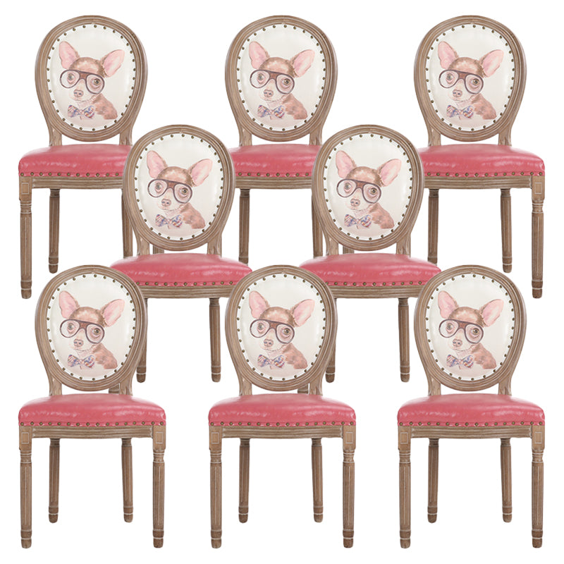 French Country Upholstered Armless Chair Home Solid Wood Dining Chair