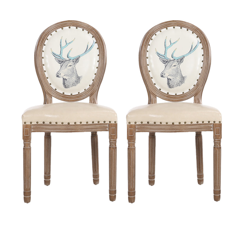 French Country Upholstered Armless Chair Home Solid Wood Dining Chair