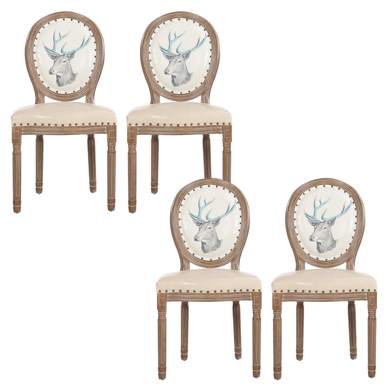 French Country Upholstered Armless Chair Home Solid Wood Dining Chair