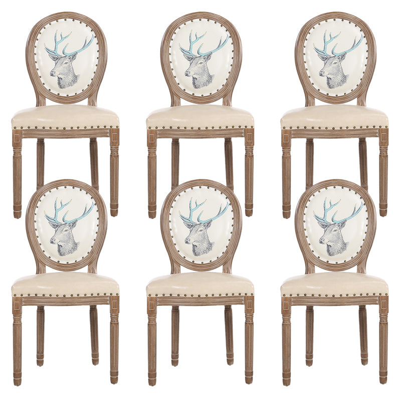 French Country Upholstered Armless Chair Home Solid Wood Dining Chair