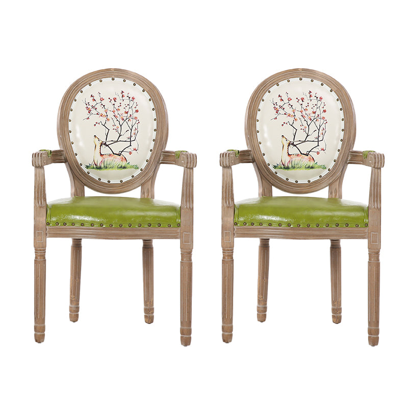 French Country Upholstered Armless Chair Home Solid Wood Dining Chair